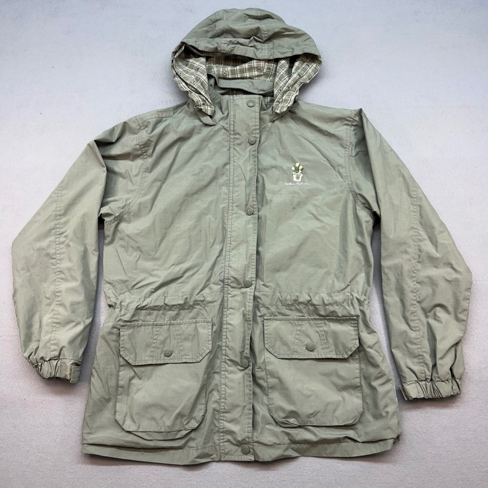 Northern Reflections Womens Sage Green Floral Embroidered Hooded Jacket Medium
